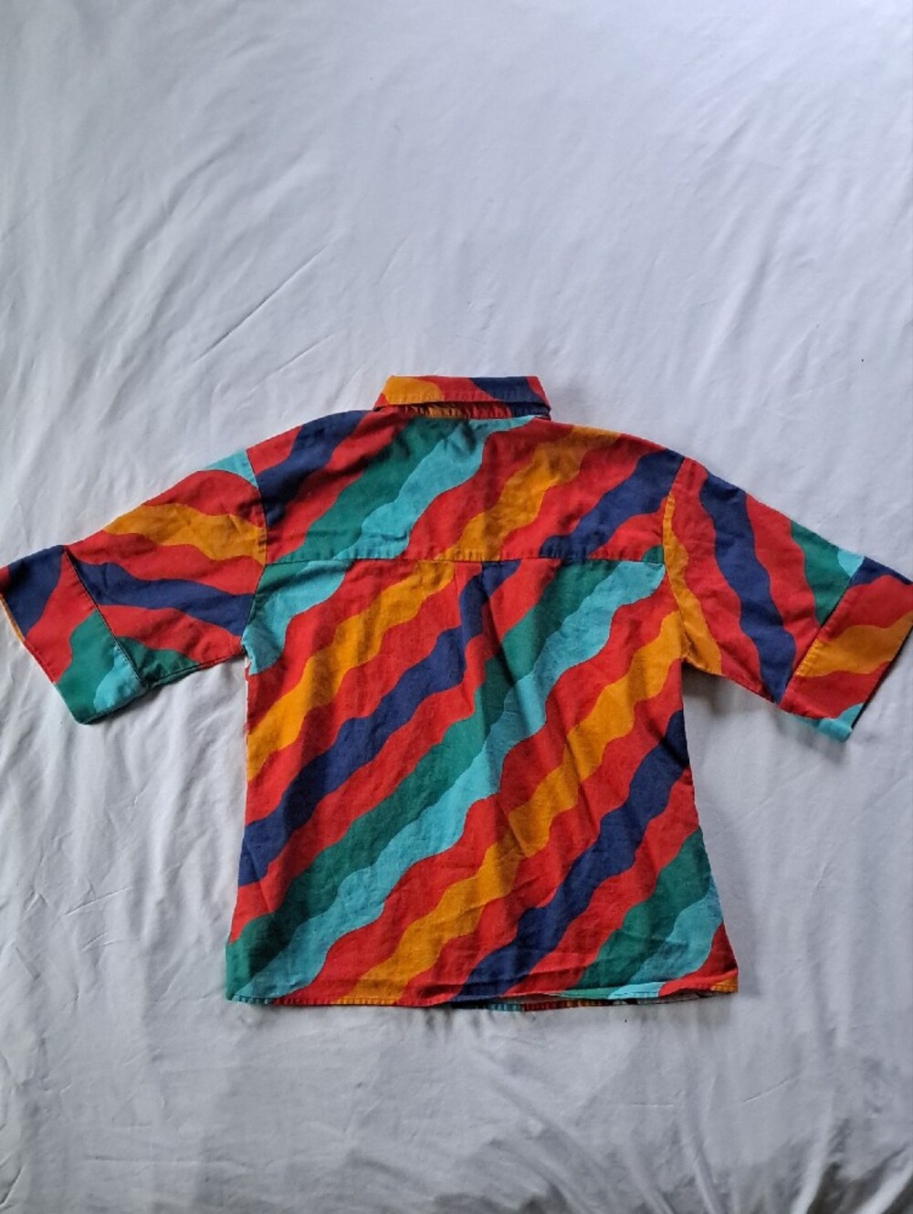 ONLY Multicolor Bold Floral Wave Print Button-Up Top Size L Funky Pop Art Boho - Picture 11 of 16